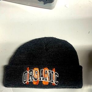 Larry June 1991 Organic Black Beanie with Orange and White Embroidery